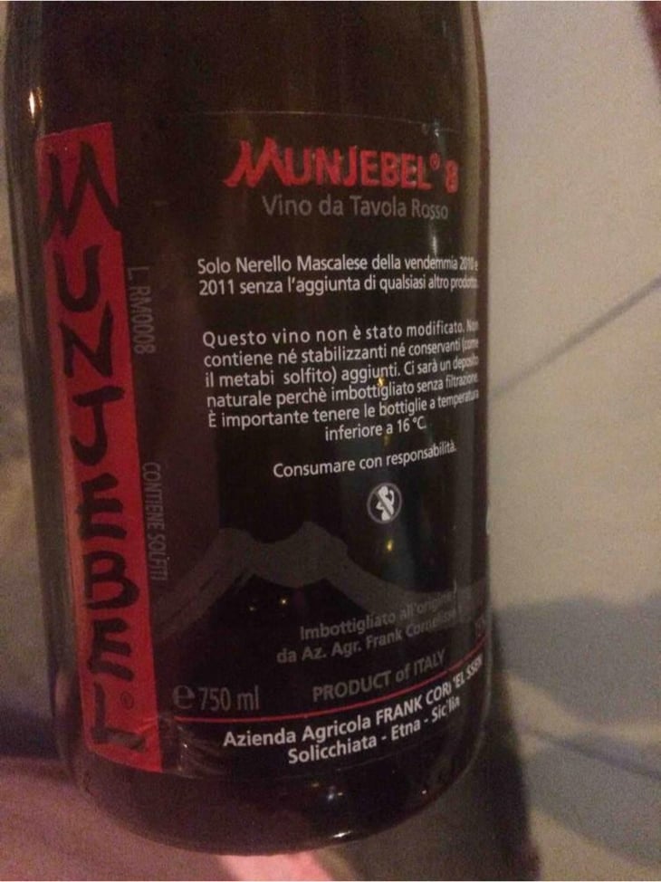 MunJebel Rosso - Azienda Agricola Frank Cornelissen - Frank Cornelissen 