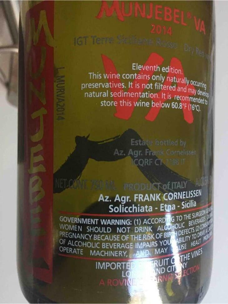 MunJebel Rosso - Azienda Agricola Frank Cornelissen - Frank Cornelissen 