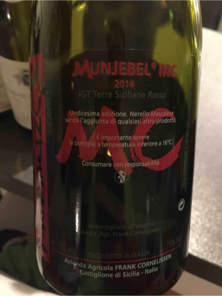 MunJebel Rosso MC (Monte Colla) - Azienda Agricola Frank Cornelissen - Frank Cornelissen 