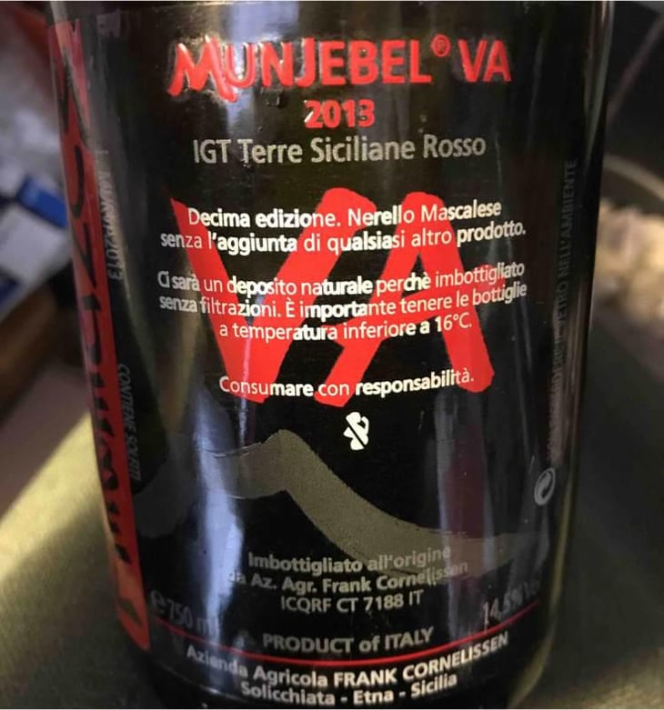 MunJebel Rosso VA (Cuvée Vigne Alte) - Azienda Agricola Frank Cornelissen - Frank Cornelissen 