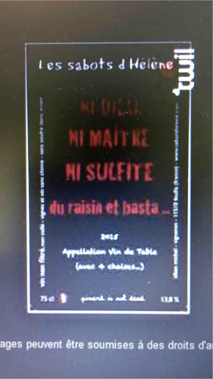 Ni Dieu Ni Maitre Ni Sulfite... - Les Sabots d'Hélène - Alban Michel 