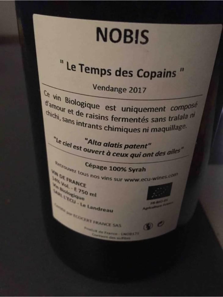 Nobis - Le Temps des Copains - Domaine de L'Ecu - Claire & Fred NIGER 