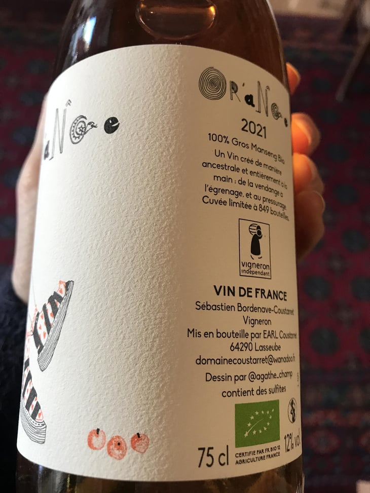 Or'ange - Domaine Coustarret - Sébastien Bordenave-Coustarret 