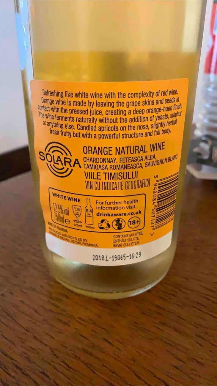 Orange Natural Wine - Romania - Solara 