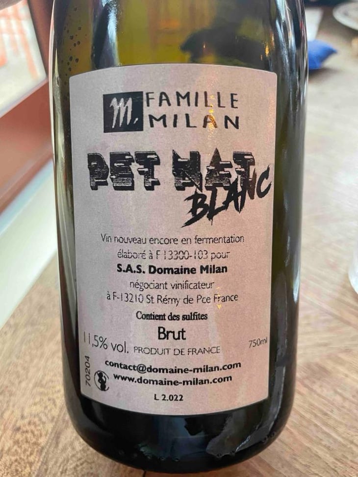 Petnat blanc - Domaine Milan - Emma, Théophile & Henri Milan -2022