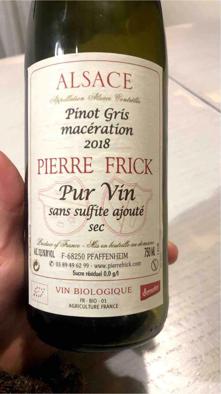 Pinot Gris Macération - Domaine Pierre Frick - Jean-Pierre, Chantal et Thomas Frick 