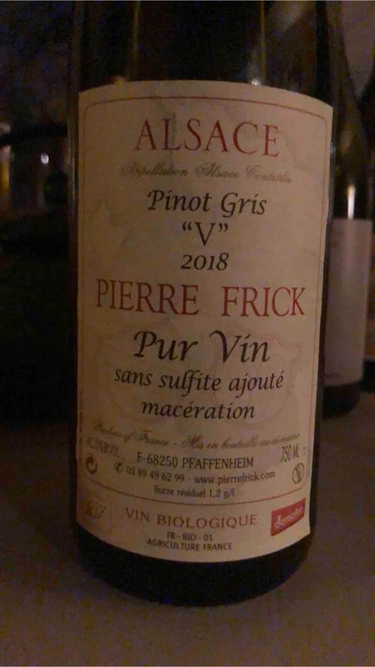 Pinot Gris 'V' - Domaine Pierre Frick - Jean-Pierre, Chantal et Thomas Frick 