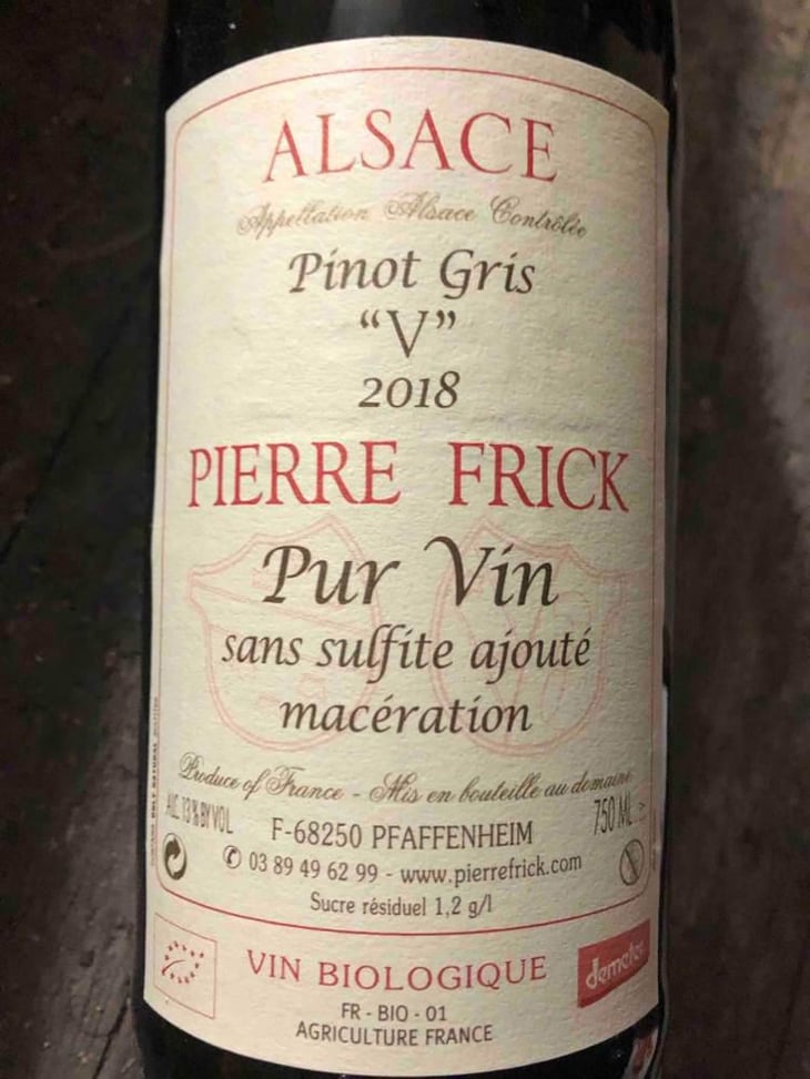 Pinot Gris 'V' - Domaine Pierre Frick - Jean-Pierre, Chantal et Thomas Frick 