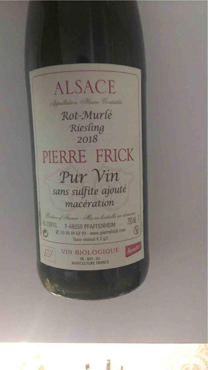 Pinot Gris 'V' - Domaine Pierre Frick - Jean-Pierre, Chantal et Thomas Frick 