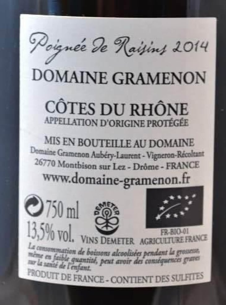 Poignée de Raisin - Domaine Gramenon - Michèle Aubéry-Laurent & Maxime-Francois Laurent 