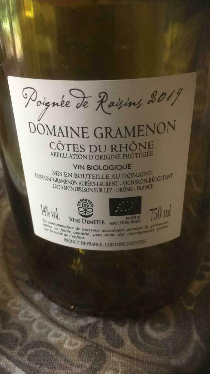 Poignée de Raisin - Domaine Gramenon - Michèle Aubéry-Laurent & Maxime-Francois Laurent 