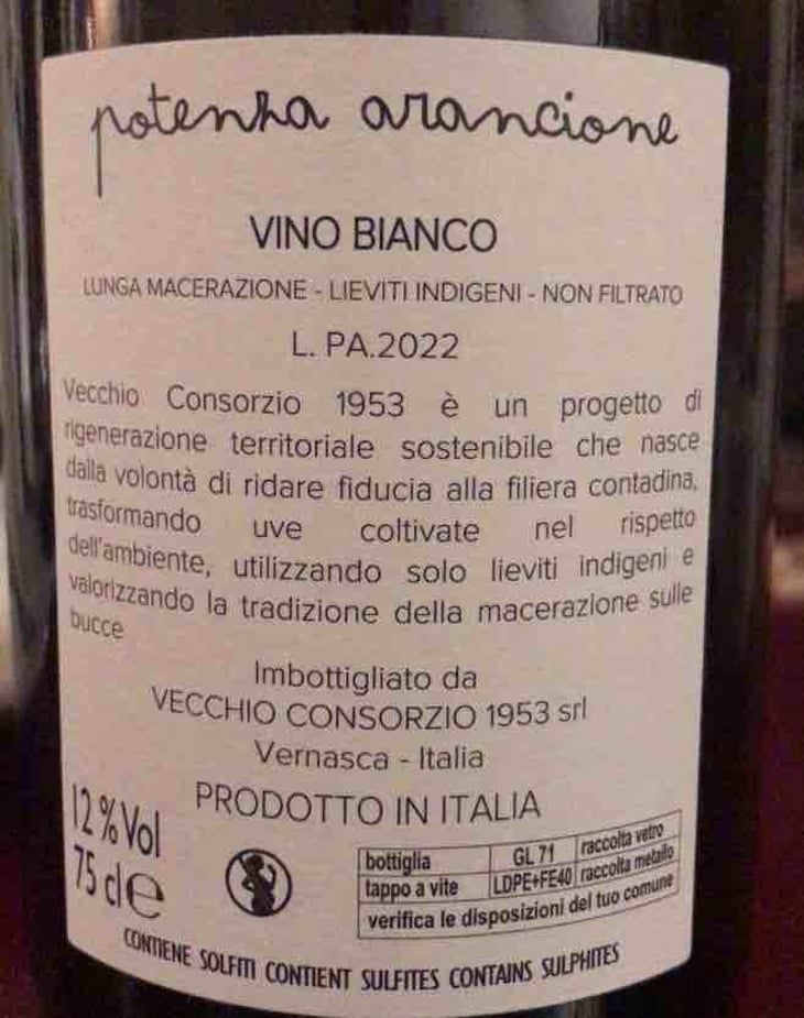 Potenza arancione - vino bianco - Vecchio Consorzio 1953 - Vecchio Consorzio 1953 -2022