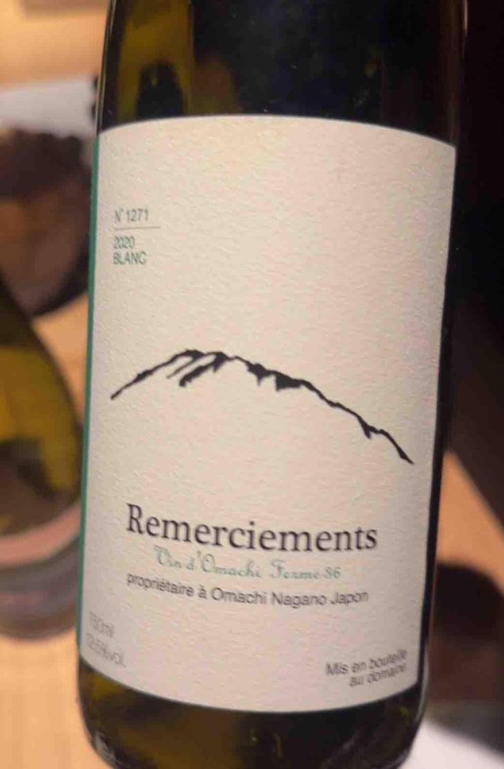 Remerciements Blanc - Vin d'Omachi Ferme 36 - Yoshio Yano 