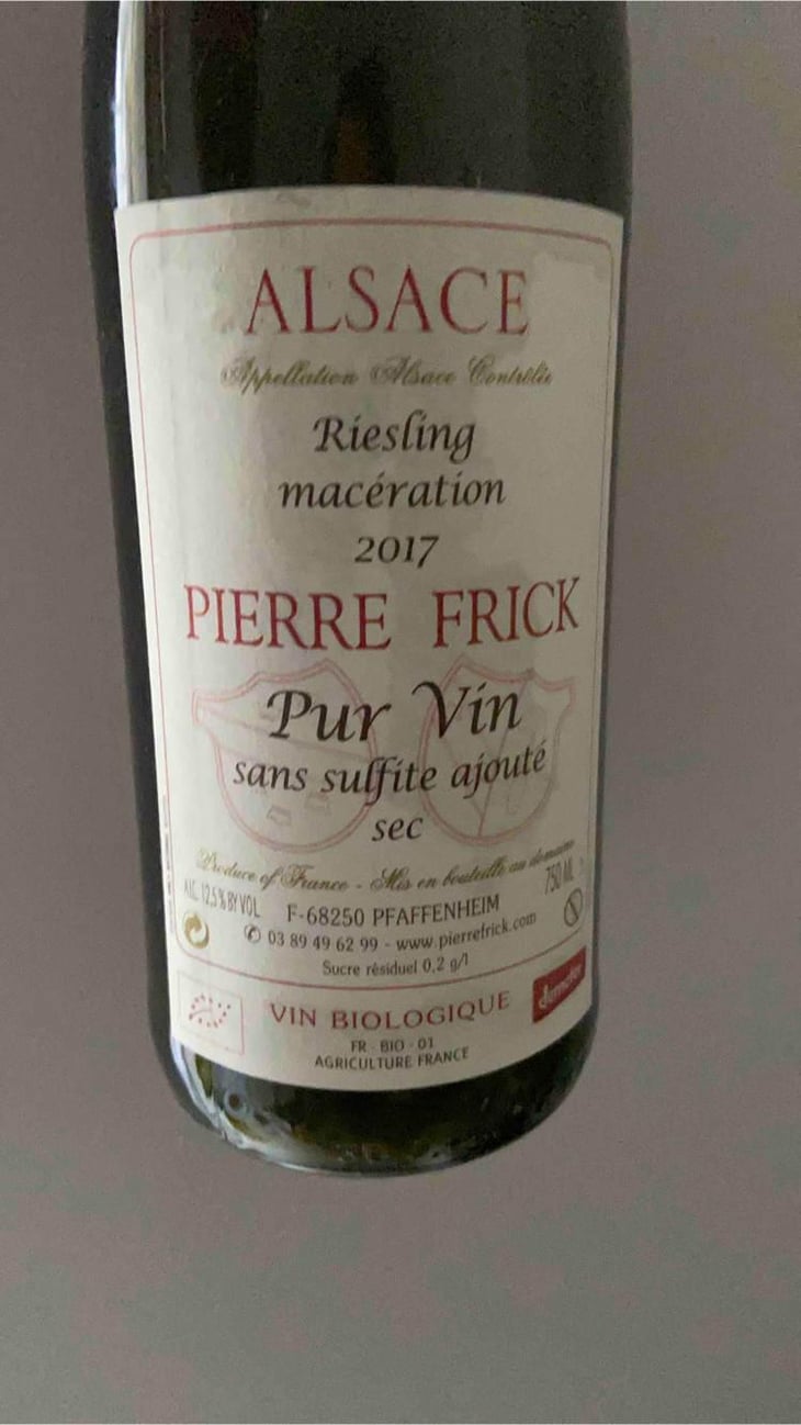 Riesling Macération - Domaine Pierre Frick - Jean-Pierre, Chantal et Thomas Frick 
