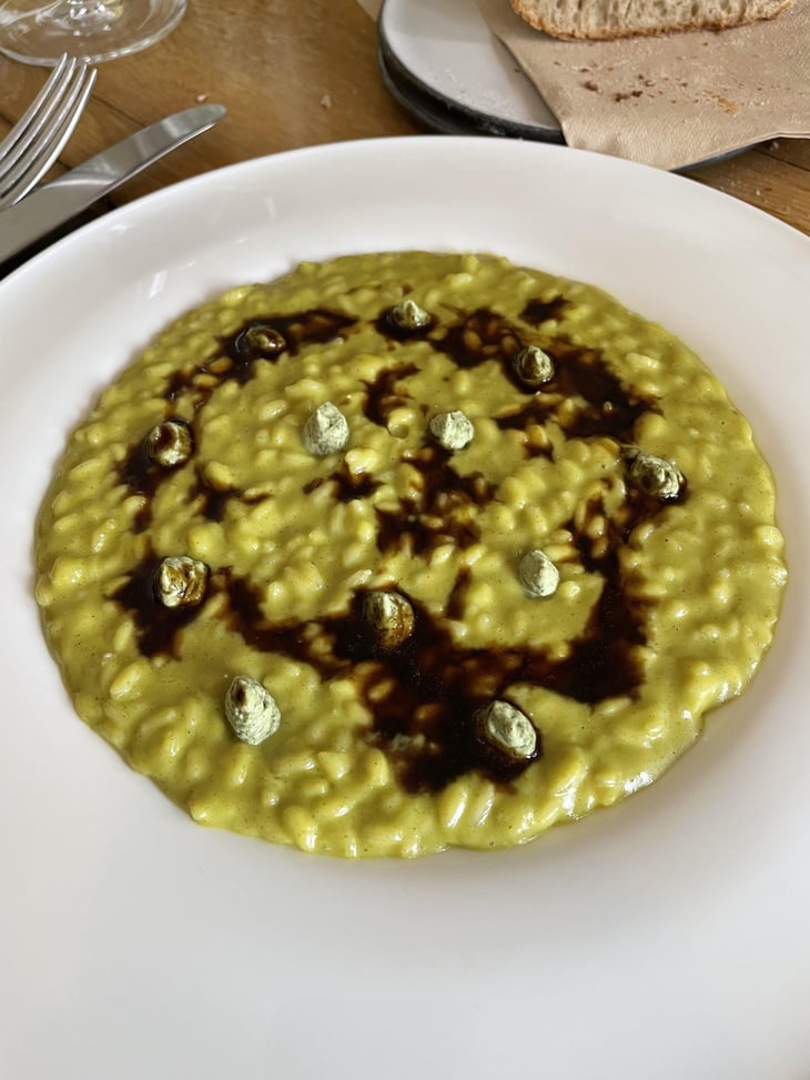 Risotto “Riserva San Massimo” Zucchine Alla Scapece, Mosto D’Uva Cotto, Semi Di Zucca - Osteria del Posto - 636334