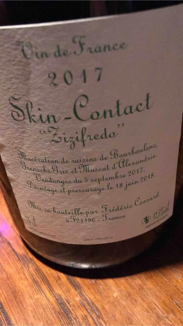 Skin-Contact Zizifrédo - Domaine de Chassorney - Frédéric Cossard 