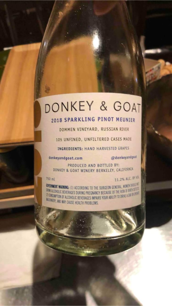 Sparkling Pinot Meunier - Donkey & Goat - Jared & Tracey Brandt -2018