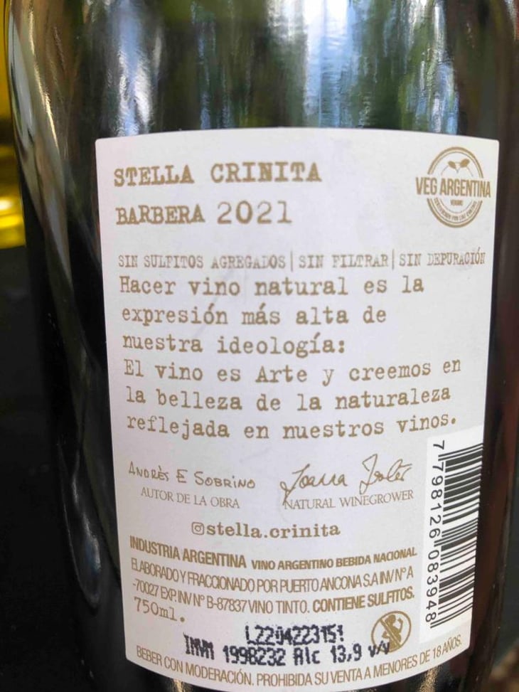 Stella Crinita Barbera - Stella Crinita - Joanna Foster & Ernesto Catena 