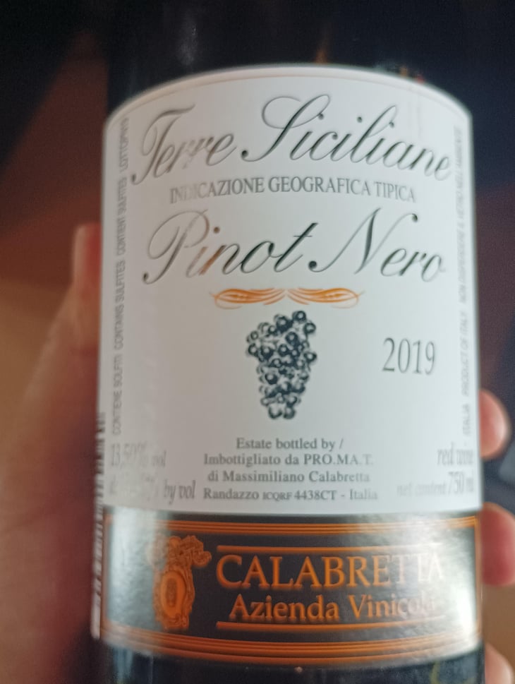 Pinot Nero - Azienda Vinicola Calabretta - Massimiliano Calabretta -2019