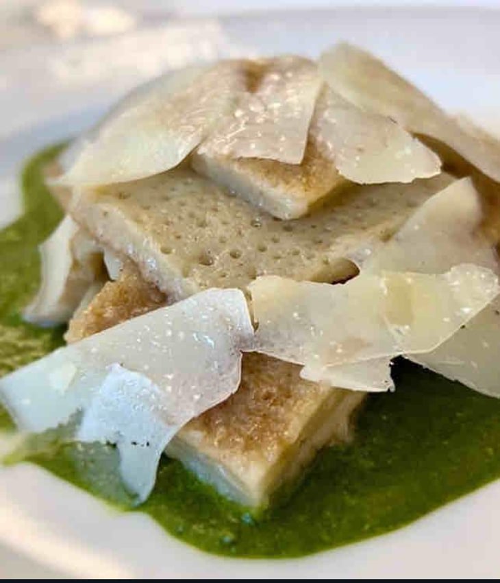 Testaroli Al Pesto E Pecorino - Antica Trattoria Carra - 783653
