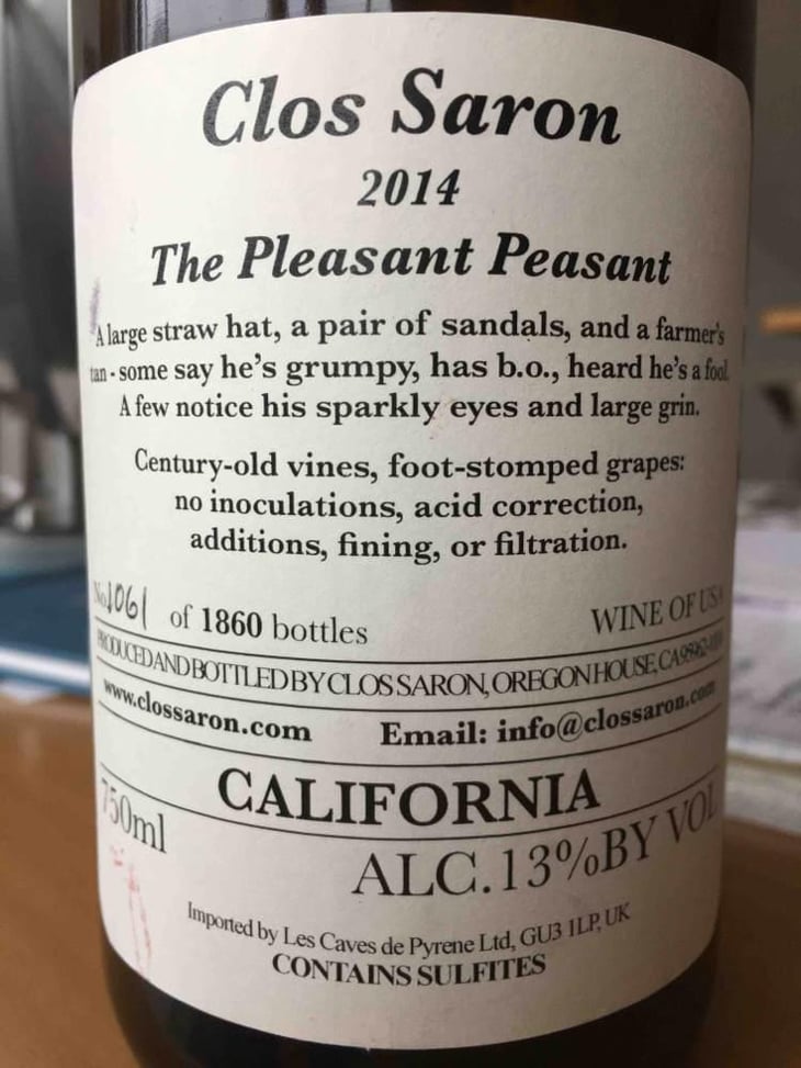 The Pleasant Peasant - Clos Saron - Gideon Bienstock 