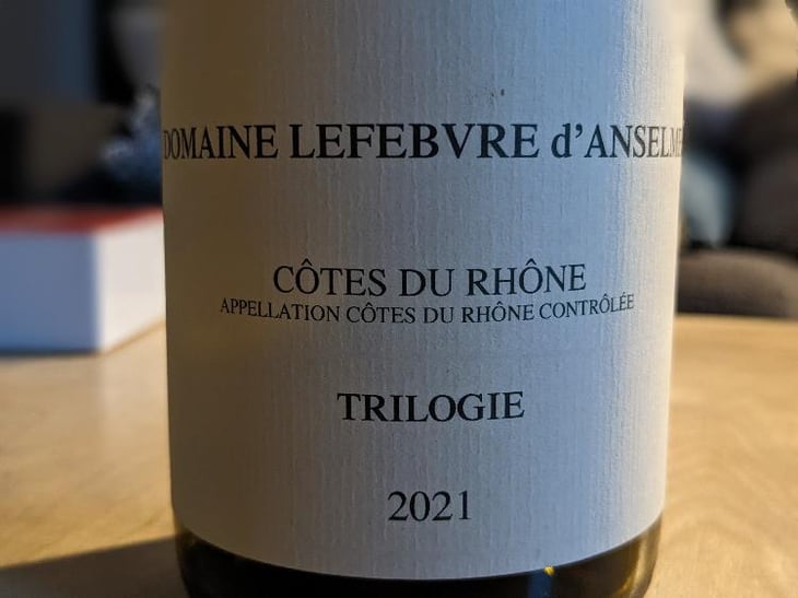 Trilogie - Domaine Lefebvre d'Anselme - Louis et Béatrice Lefebvre -2021