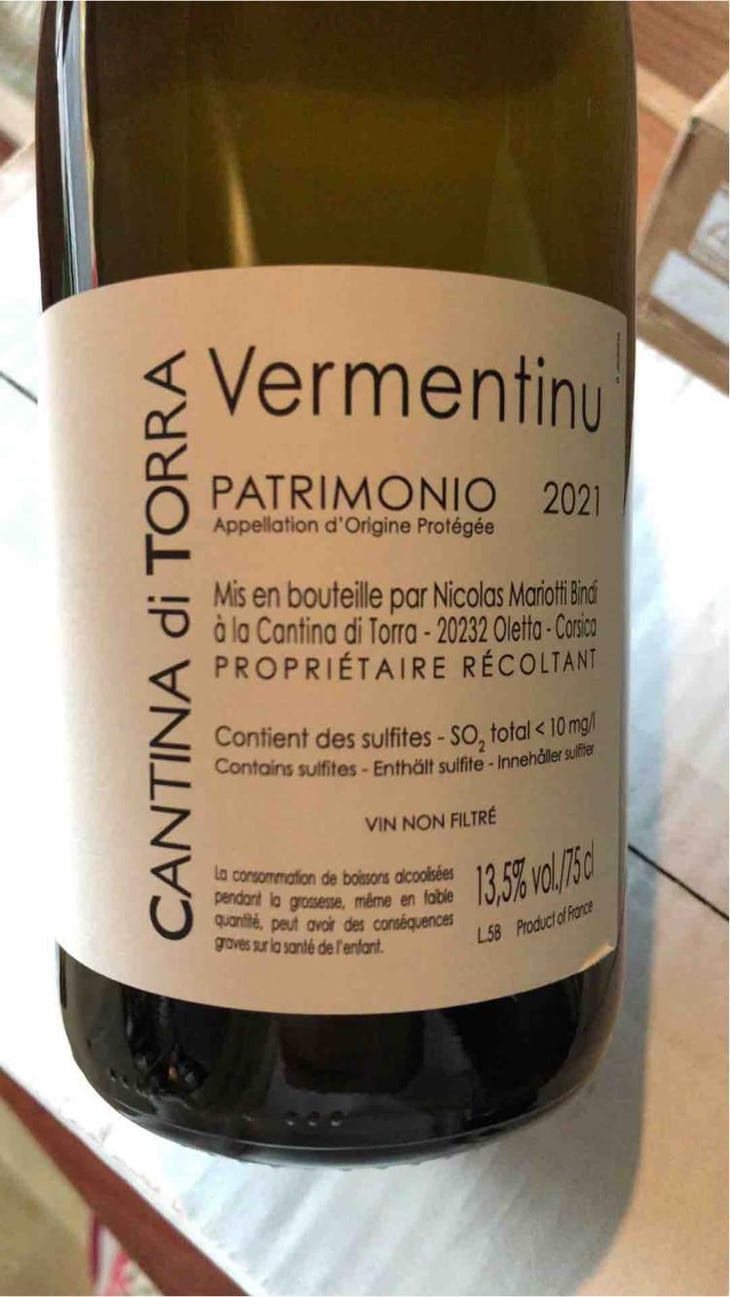 Vermentinu - Cantina di Torra - Nicolas Mariotti Bindi -2021