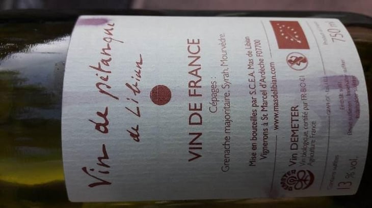 Vin de Pétanque - Mas de Libian - Hélène Thibon 