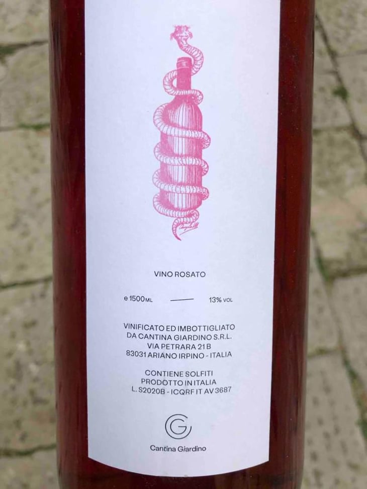 Vino Rosato Anfora - Cantina Giardino - Antonio Di Gruttola & Daniela De Gruttola 