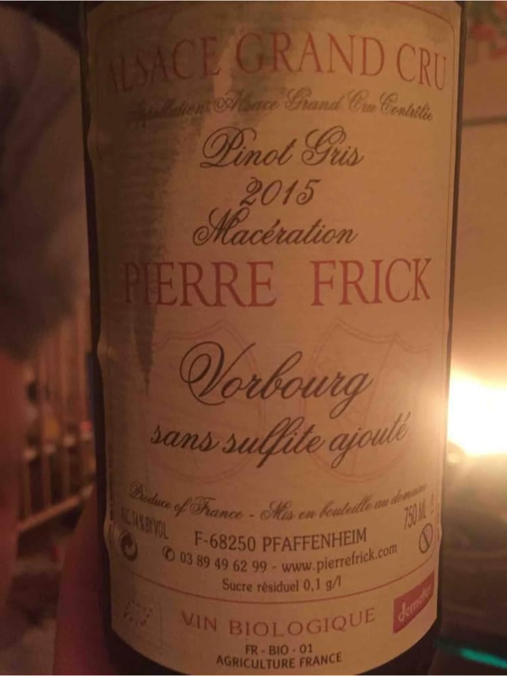 Vorbourg Pinot Gris Macération - Domaine Pierre Frick - Jean-Pierre, Chantal et Thomas Frick 
