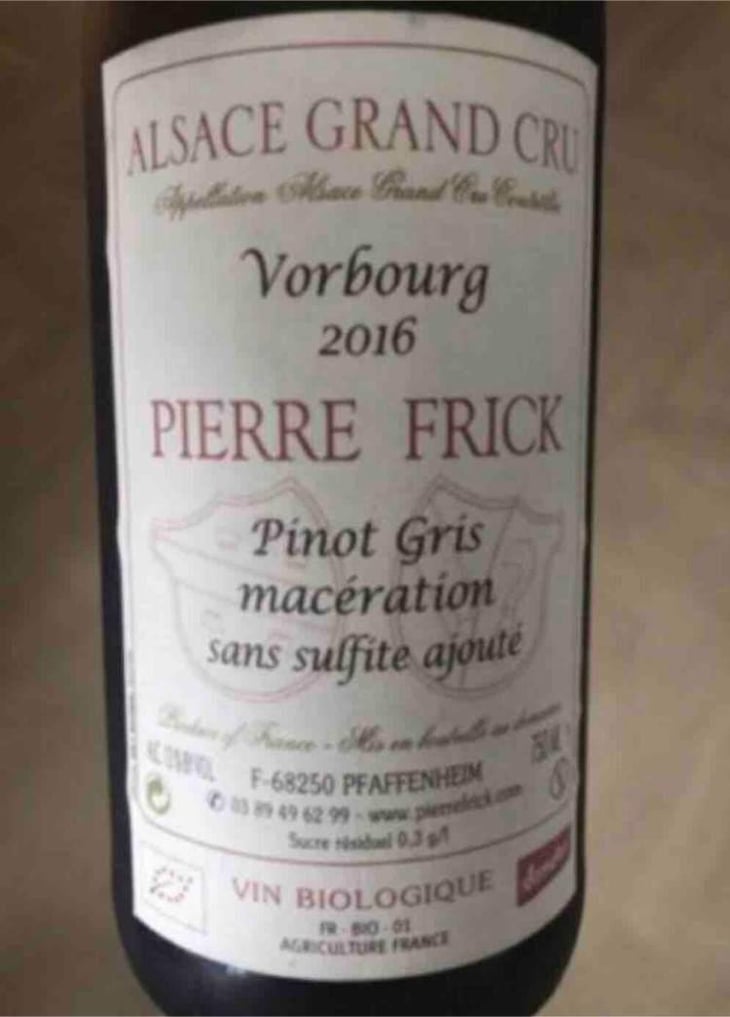 Vorbourg Pinot Gris Macération - Domaine Pierre Frick - Jean-Pierre, Chantal et Thomas Frick 
