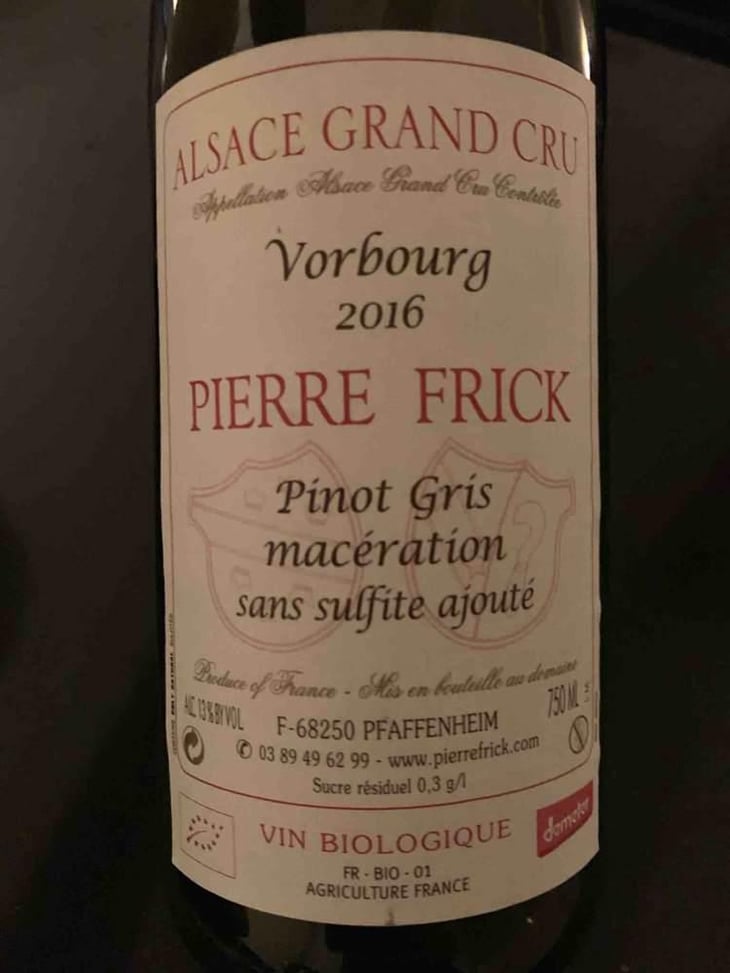 Vorbourg Pinot Gris Macération - Domaine Pierre Frick - Jean-Pierre, Chantal et Thomas Frick 