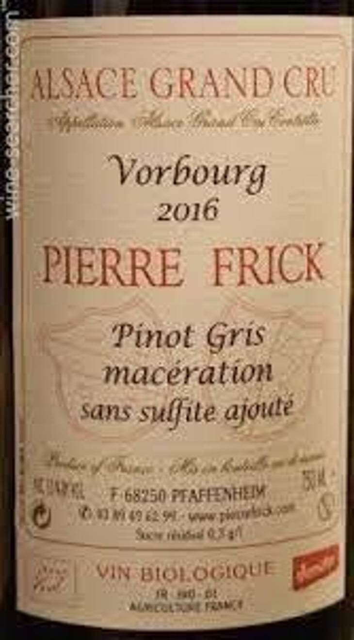Vorbourg Pinot Gris Macération - Domaine Pierre Frick - Jean-Pierre, Chantal et Thomas Frick 