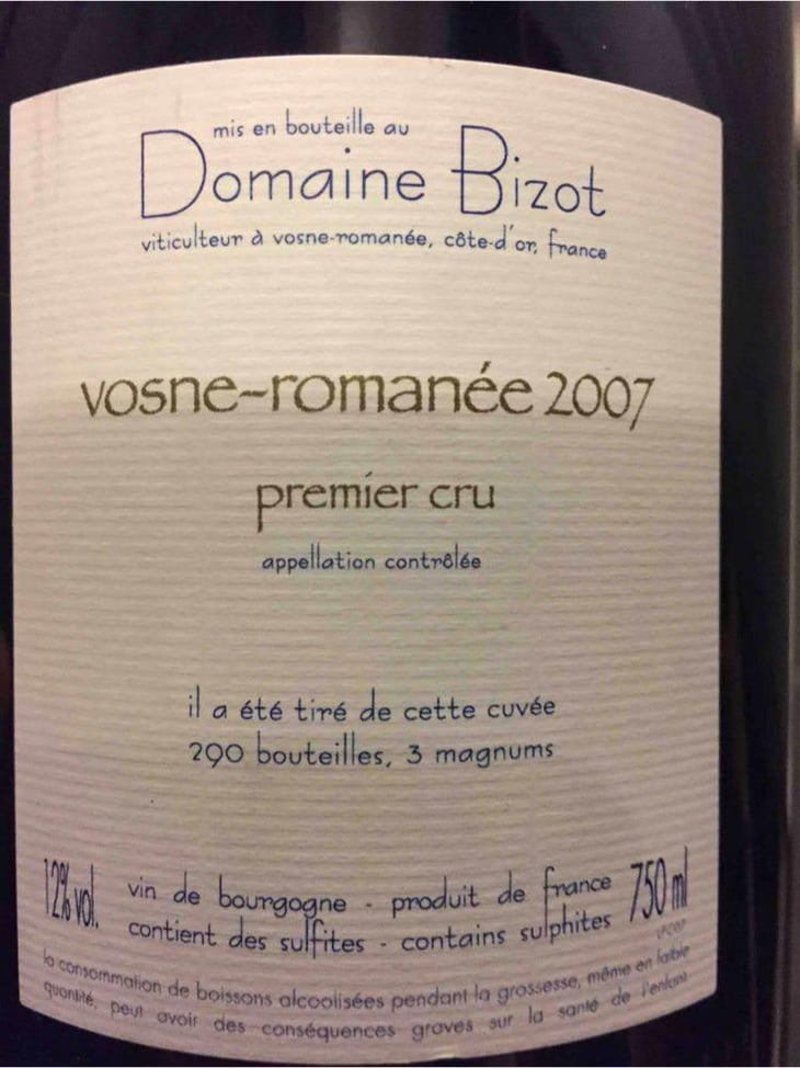 Vosne-Romanée Premier Cru - Domaine Bizot - Jean-Yves Bizot 
