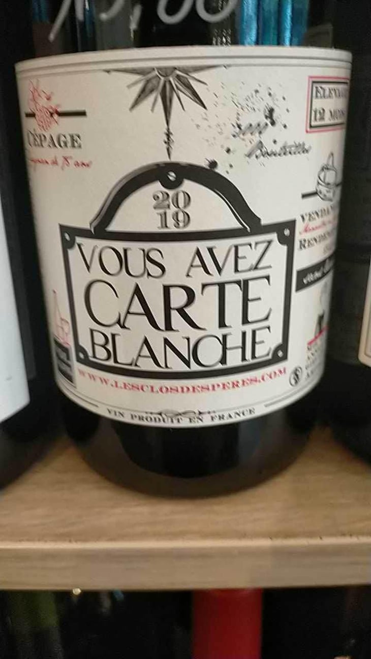 Vous avez Carte Blanche - Les Clos des Pères - Anne Laure & Julien Gieules 