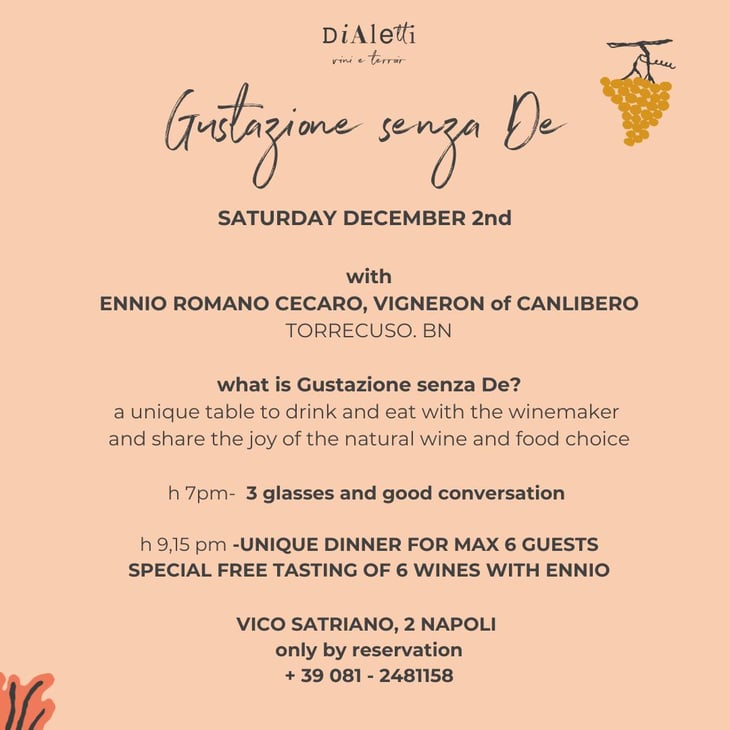 Wine Tasting Dinner With Ennio Romano From Canlibero (Torrecuso, Bn) - Dialetti - 703186