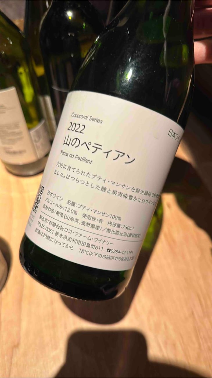 山のペティアン Yama no Petillant - Coco Farm & Winery - Romain Weinstock & Toyoichiro Shibata -2022