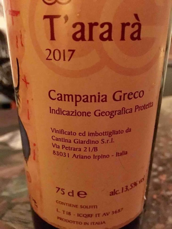 T'ara rà - Cantina Giardino - Antonio Di Gruttola & Daniela De Gruttola 