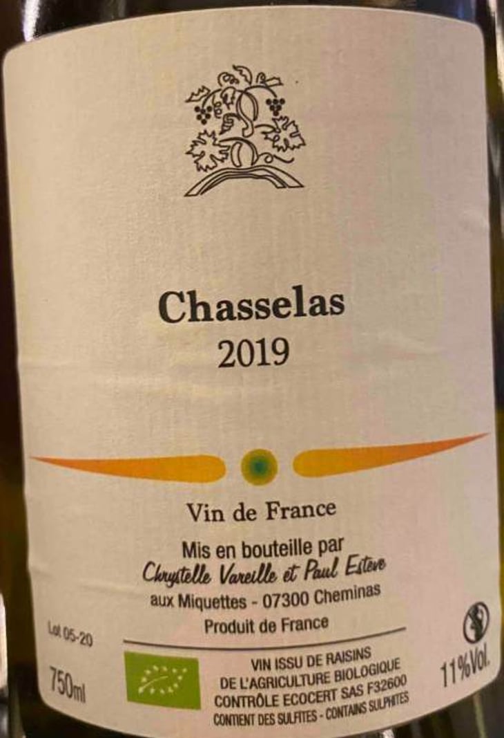 Chasselas - Domaine des Miquettes - chrystelle-vareille-paul-esteve -2019