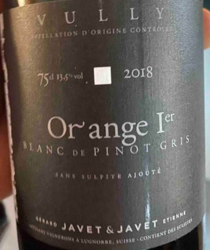 Or Ange 1er - Blanc De Pinot Gris - Javet & Javet - etienne-javet -2018
