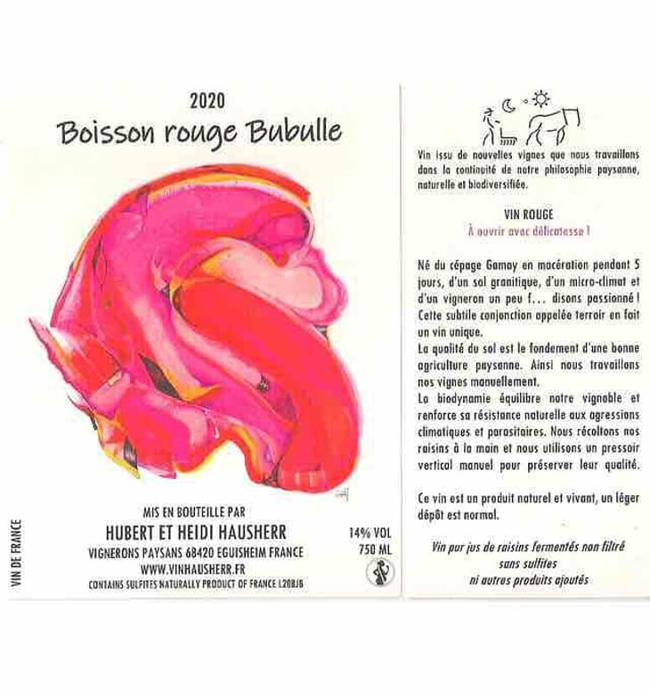 Boisson Rouge Bubulle - Vin Hausherr - hubert-heidi-hausherr 