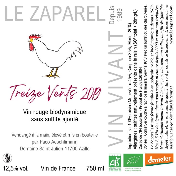 Treize Vents 2019 - Domaine Saint Julien - Le Zaparel - stephanie-minder-paco-aeschlimann 
