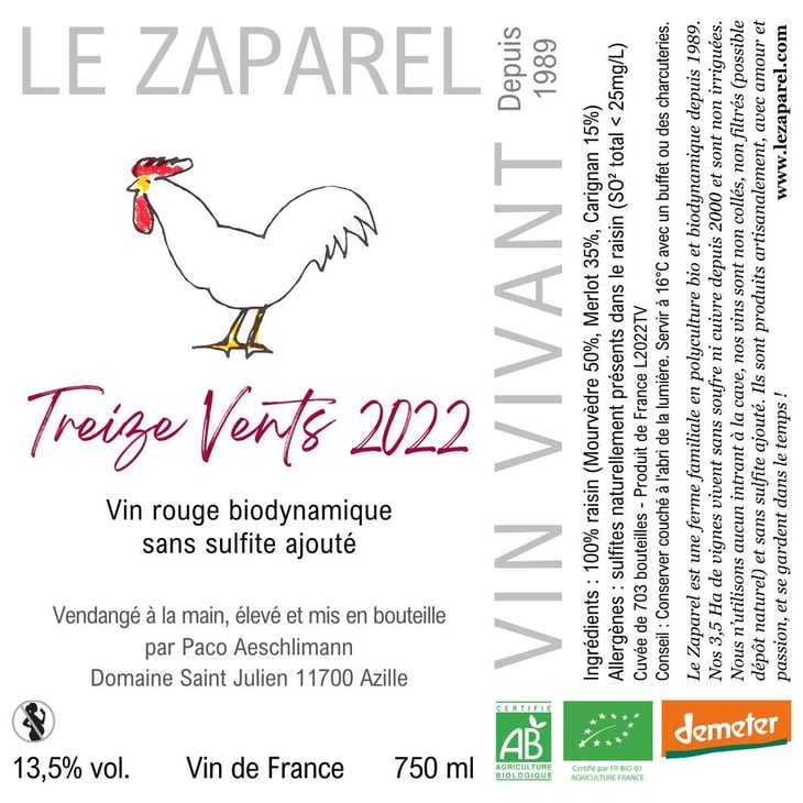 Treize Vents 2022 - Domaine Saint Julien - Le Zaparel - stephanie-minder-paco-aeschlimann 