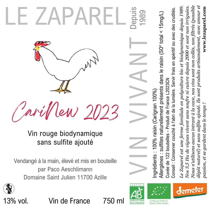 Carineu 2023 - Domaine Saint Julien - Le Zaparel - stephanie-minder-paco-aeschlimann 