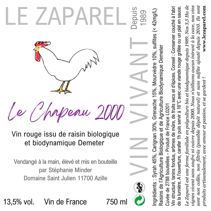 Le Chapeau 2000 - Domaine Saint Julien - Le Zaparel - stephanie-minder-paco-aeschlimann 
