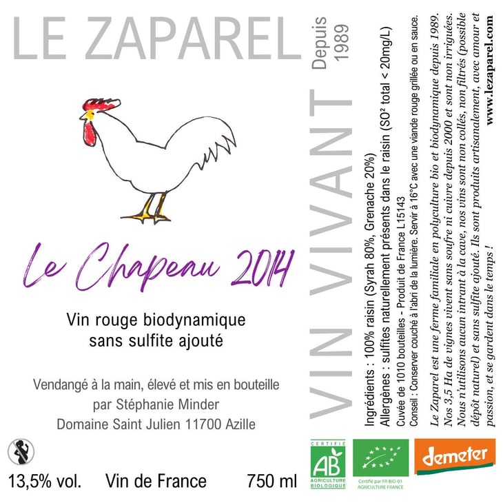 Le Chapeau 2014 - Domaine Saint Julien - Le Zaparel - stephanie-minder-paco-aeschlimann 
