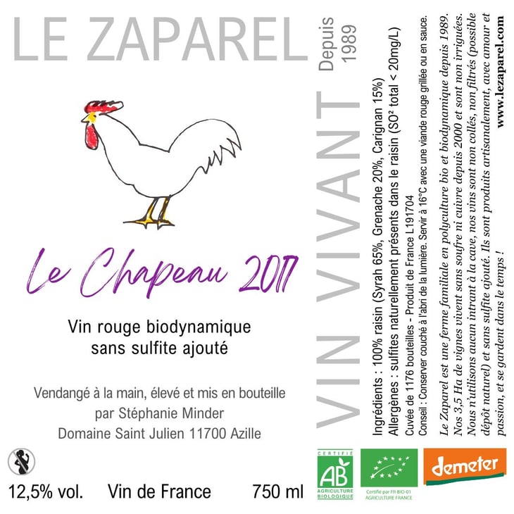 Le Chapeau 2017 - Domaine Saint Julien - Le Zaparel - stephanie-minder-paco-aeschlimann 
