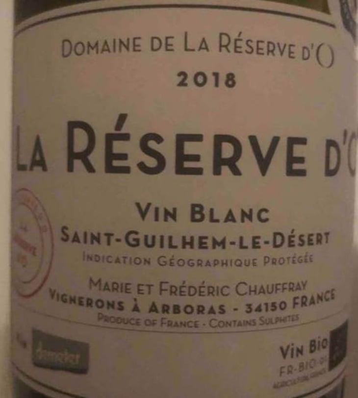La Réserve D'O (Vin Blanc) - Domaine de La Réserve d'O - marie-frederic-chauffray 