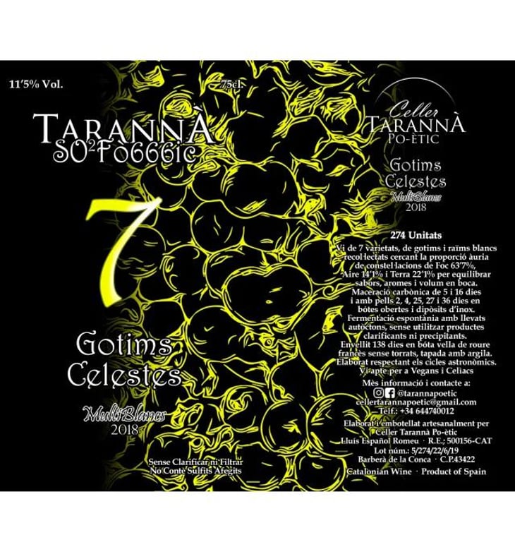 7 Gotims Celeste - Celler Tarannà Po-ètic - aitor-espanyol-valles 