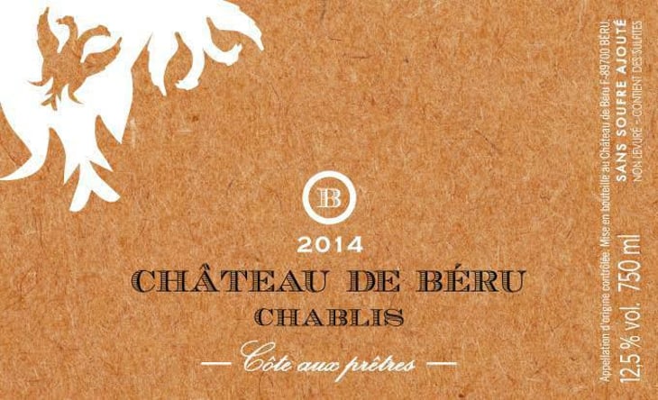 Chablis "Côtes aux Prêtres" (Sans soufre) - Château de Béru - athenais-de-beru 